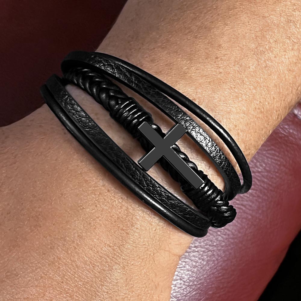 🌟 Personalized Black Leather Bracelet 🌟