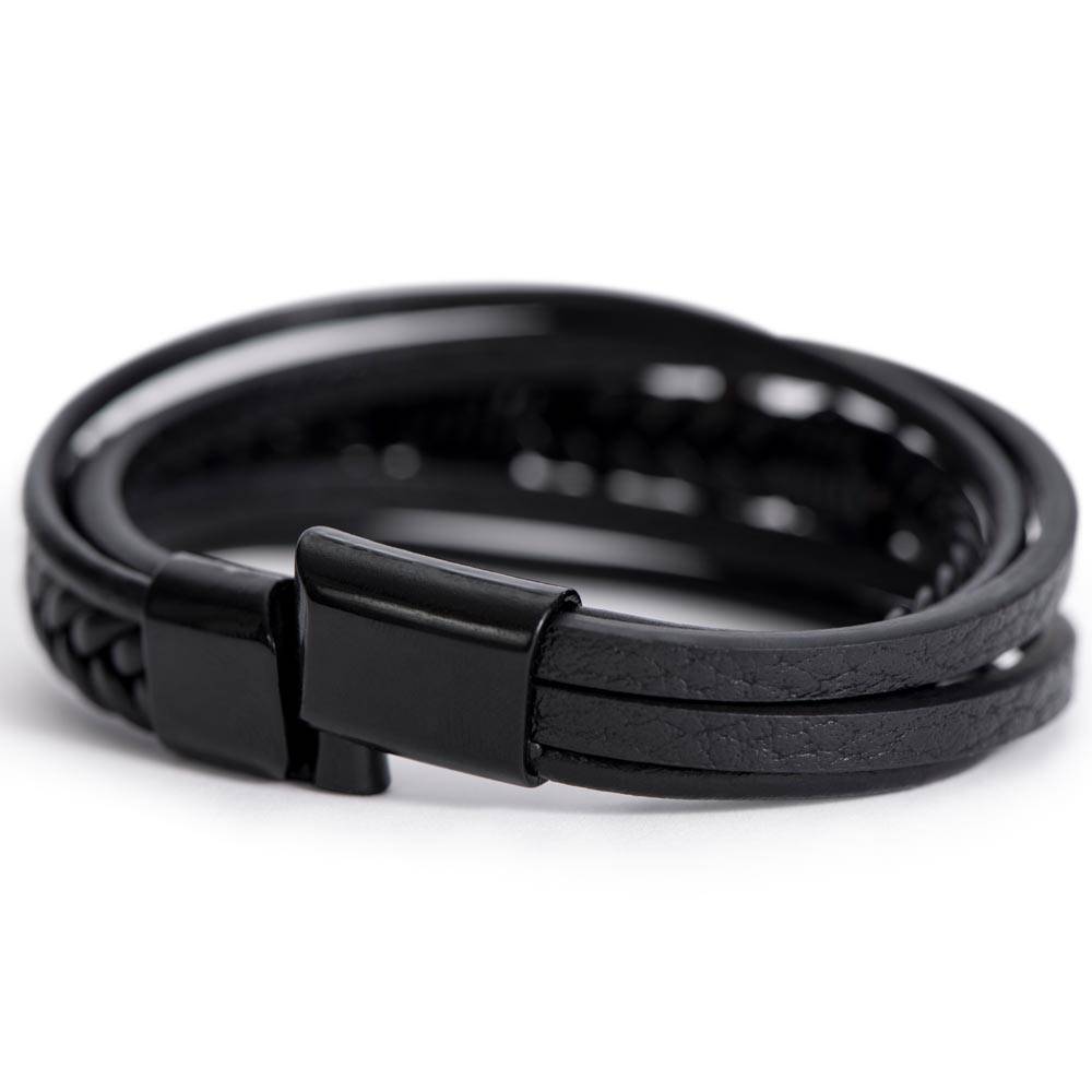 🌟 Personalized Black Leather Bracelet 🌟